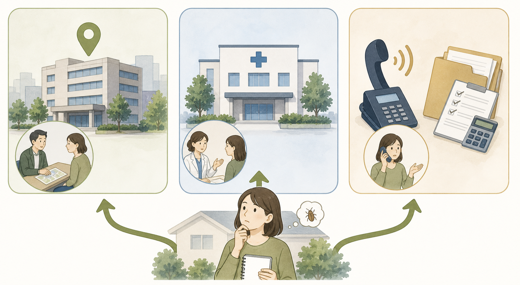 水回りトラブルの代表的な場面と緊急度の違いを示す図解